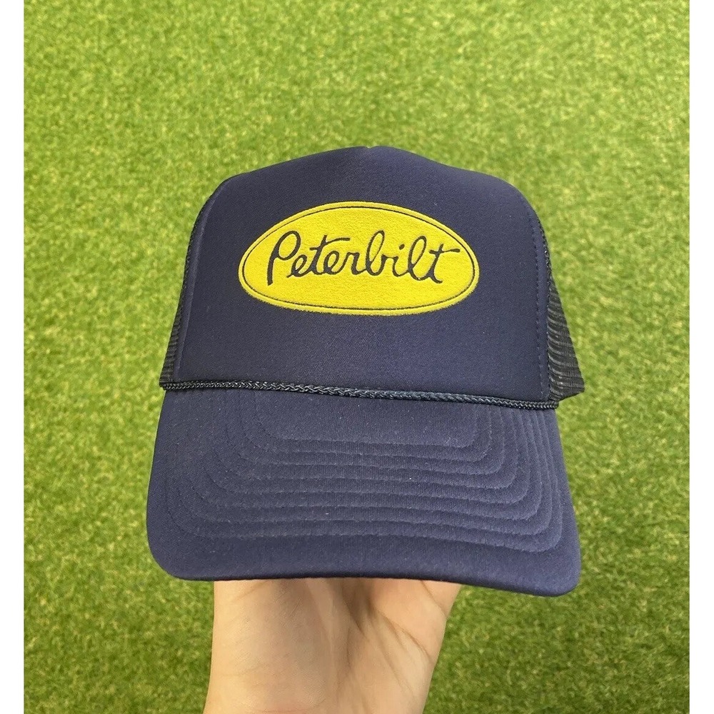 Vintage Peterbilt Trucker Hat Cap Adult OSFA Blue Adjustable Braided Snapback
